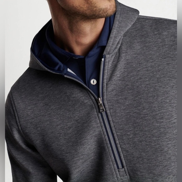 Peter Millar Iron Gray Winsome Half-Zip Hoodie MS24XZ16 Golf Pullover - Picture 3 of 6